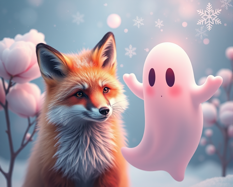 cotton candy, fox, ghost, snowflake